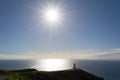 Cape Reinga lighthouse in backlight Royalty Free Stock Photo