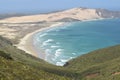 Cape Reinga looking south bay beach and sanddunes