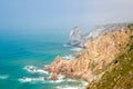 Cape Roca with sharp rocks and cliffs of Atlantic Ocean, Portugal Royalty Free Stock Photo