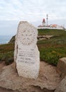 Cape Roca - westernmost point of continental Europe - Monuments and Lighthouse, Cabo da Roca, Portugal Royalty Free Stock Photo