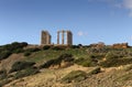 Cape Sounion and archaic-period temple of Poseidon Lavreotiki municipality, East Attica, Greece Royalty Free Stock Photo