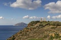 Cape Sounion and archaic-period temple of Poseidon Lavreotiki municipality, East Attica, Greece Royalty Free Stock Photo