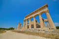 Cape Sounion. The site of ruins of an ancient Greek temple of Poseidon, the god of the sea in classical mythology. Royalty Free Stock Photo