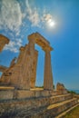 Cape Sounion. The site of ruins of an ancient Greek temple of Poseidon, the god of the sea in classical mythology. Royalty Free Stock Photo