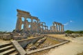 Cape Sounion. The site of ruins of an ancient Greek temple of Poseidon, the god of the sea in classical mythology. Royalty Free Stock Photo