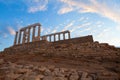 Cape Sounion and The Temple of Poseidon in Attica, Greece Royalty Free Stock Photo