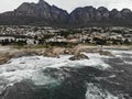 Cape Town Campsbay Beach Aerial with mountain Royalty Free Stock Photo