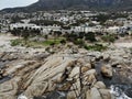 Cape Town Campsbay Beach Aerial with mountain Royalty Free Stock Photo