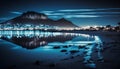 cape town city with mountain and sea reflection South Africa on the river and lights Royalty Free Stock Photo