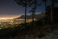 Cape Town city and Table Mountain at night Royalty Free Stock Photo