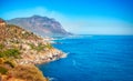 Cape Town coastline with a fire in the far background Royalty Free Stock Photo