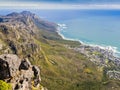 Cape Town coastline from Table Mountain, South Africa Royalty Free Stock Photo