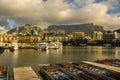 Cape Town harbor, Victoria and Alfred Waterfront sunset. Royalty Free Stock Photo