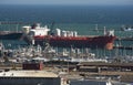 Cape Town harbour with tanker ship alongside