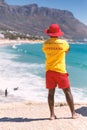 Cape Town lifeguard watching famous Camps Bay beach