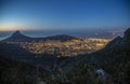 Cape Town, Robben Island and Lion's Head at night