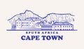 Cape town sketch skyline. Cape town hand drawn vector illustration. Isolated on white background. Royalty Free Stock Photo