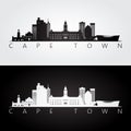 Cape Town skyline and landmarks silhouette