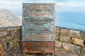 Bronze plaque on top of Table Mountain