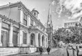 View of Greenmarket Square in Cape Town. Monochrome