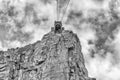 Cable station on Table Mountain seen from cable car. Monochrome Royalty Free Stock Photo