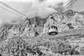 Viiew of the Table Mountain Cableway. Monochrome Royalty Free Stock Photo