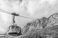 Viiew of the Table Mountain Cableway. Monochrome Royalty Free Stock Photo