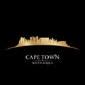 Cape Town South Africa city skyline silhouette black background Royalty Free Stock Photo