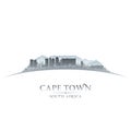 Cape Town South Africa city skyline silhouette white background Royalty Free Stock Photo