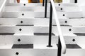 Cape Town, South Africa. Close up of black and white painted steps leading to the Kalk Bay Theatre, located in a renovated church
