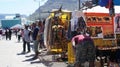 Cape Town, South Africa -28 Dec 2018: Local souvenir market selling handicraft and African art stuff to tourist at Seal isaland