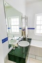 Inside interior of empty bathroom and toilet in up-market house in the suburbs