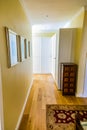 Inside interior of empty hallway with wooden floors in up-market house in the suburbs