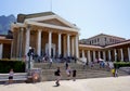 Cape Town, South Africa - 19 February 2020 : Students sit on the iconic steps of University of Cape Town in South Africa