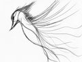 Ink style Illustration. Beautiful bird giving off energy.