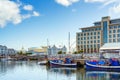 Cape Town, South Africa - January 29, 2020: Boats on the waterfront Victoria & Alfred Waterfront in the city center