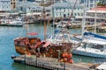 Cape Town, South Africa - January 29, 2020: Boats on the waterfront Victoria & Alfred Waterfront in the city center