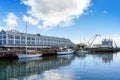 Cape Town, South Africa - January 29, 2020: Boats on the waterfront Victoria & Alfred Waterfront in the city center. Copy space