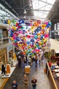 Cape Town, South Africa - January 29, 2020: Floral decor in the mall. Verical