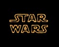 Yellow Burning Flames Effect on Star Wars Icon Logo against black background