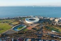 Aerial bird eye view of Cape town citywith modern football stadium