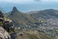 Cable car, Lions Head, Robben Island seen from Table Mountain Royalty Free Stock Photo