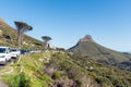 Lions Head, lower cable station, parked cars on Table Mountain Royalty Free Stock Photo