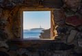 Cape of trafalgar seen from a window in CaÃ±os de Meca