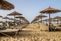 Cape Verde Beach with sun umbrellas Royalty Free Stock Photo