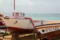 Fishing boats on the beach. Santa Maria. Sal island. Cape Verde Royalty Free Stock Photo