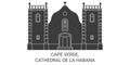 Cape Verde, Cathedral De La Habana travel landmark vector illustration