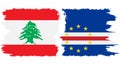 Canary Islands and Lebanon grunge flags connection vector