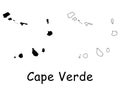 Cape Verde, Cabo Verde Country Map. Black silhouette and outline isolated on white background. EPS Vector