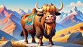 Cape Buffalo Syncerus caffer bovine cartoon smiling